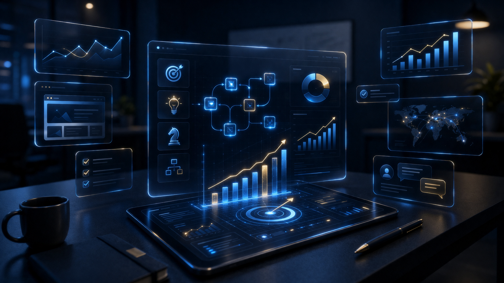 Holographic digital strategy interface